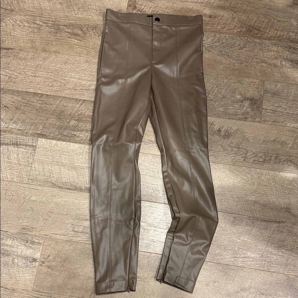 Zara Tan Leather Pants